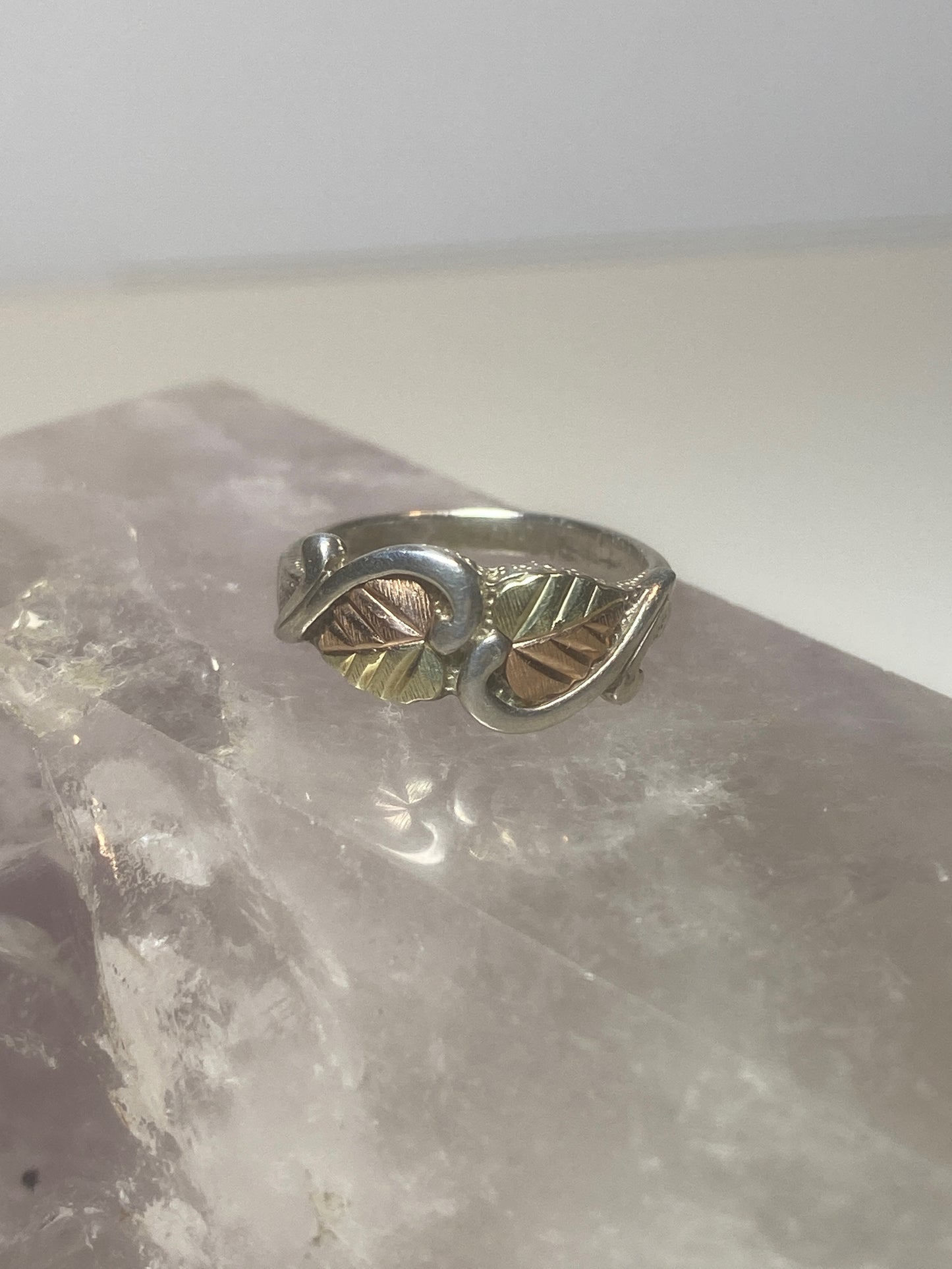 Black Hills Gold ring leaf band floral pinky sterling silver women girls