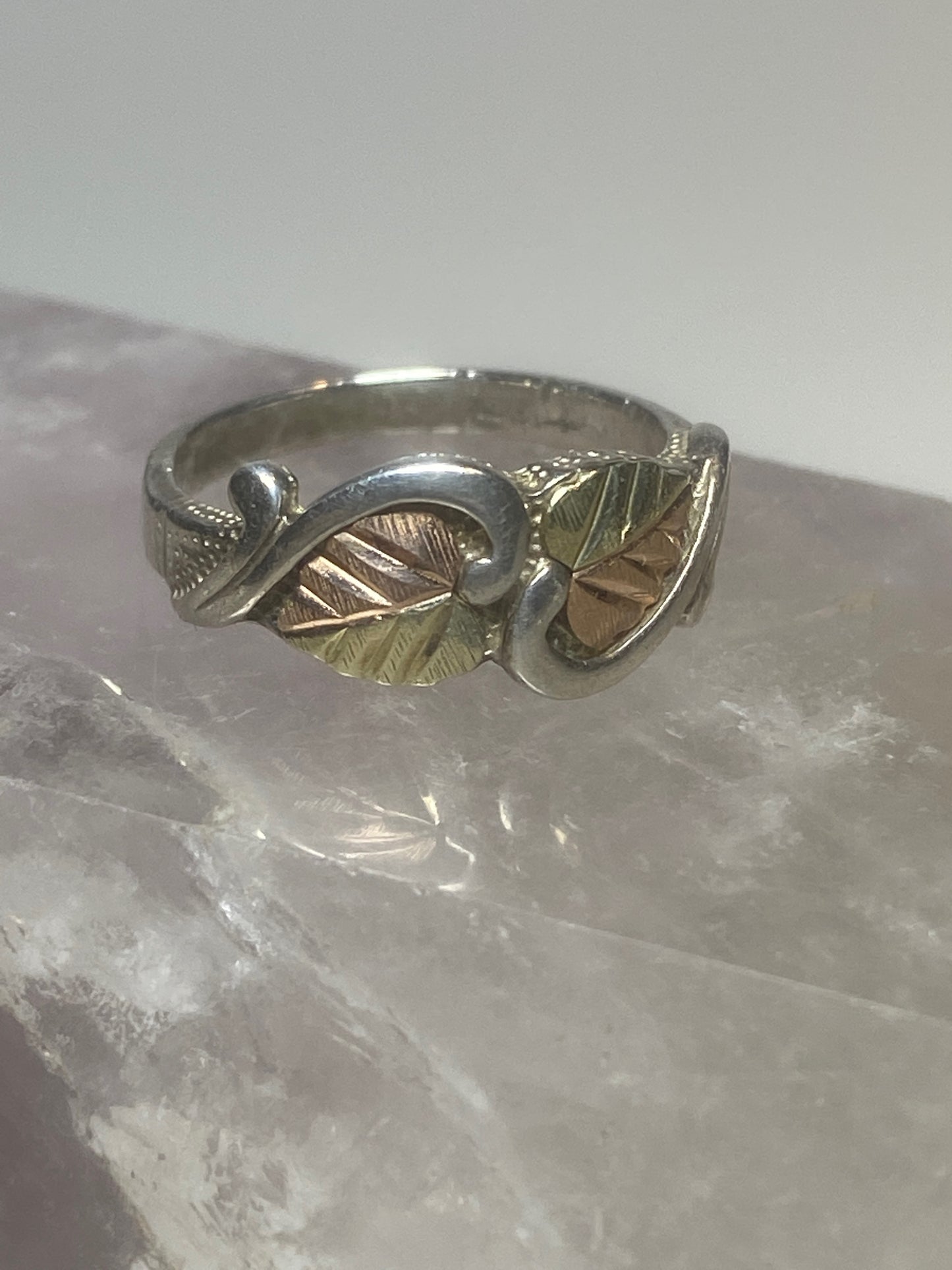 Black Hills Gold ring leaf band floral pinky sterling silver women girls