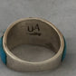 Vintage Sterling Silver Turquoise Ring Band Southwestern Tribal  Signed UA  Size 6.5  5.2g