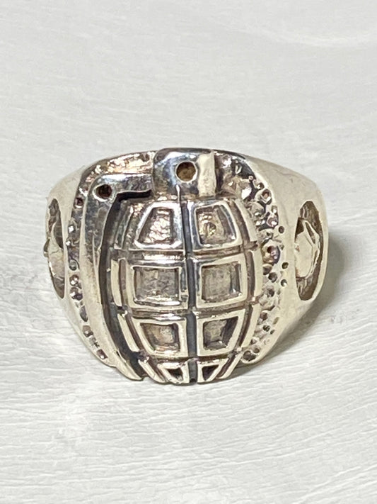 Grenade ring biker skull cobra snake band sterling silver men