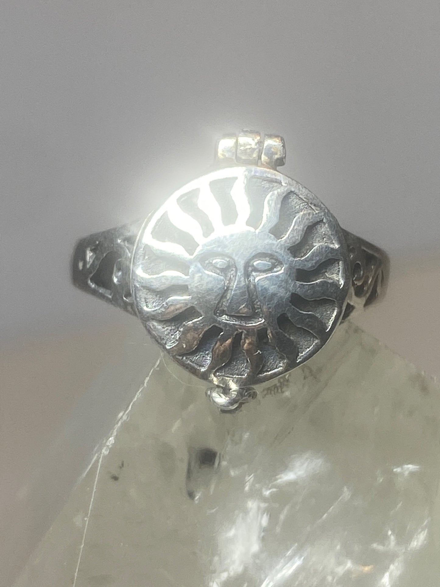 Poison ring sun face band sterling silver women girls