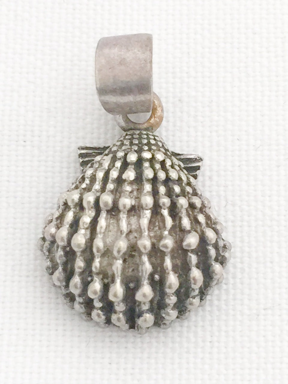 Sterling Silver Vintage Heavy and Textured Charm of a Shell