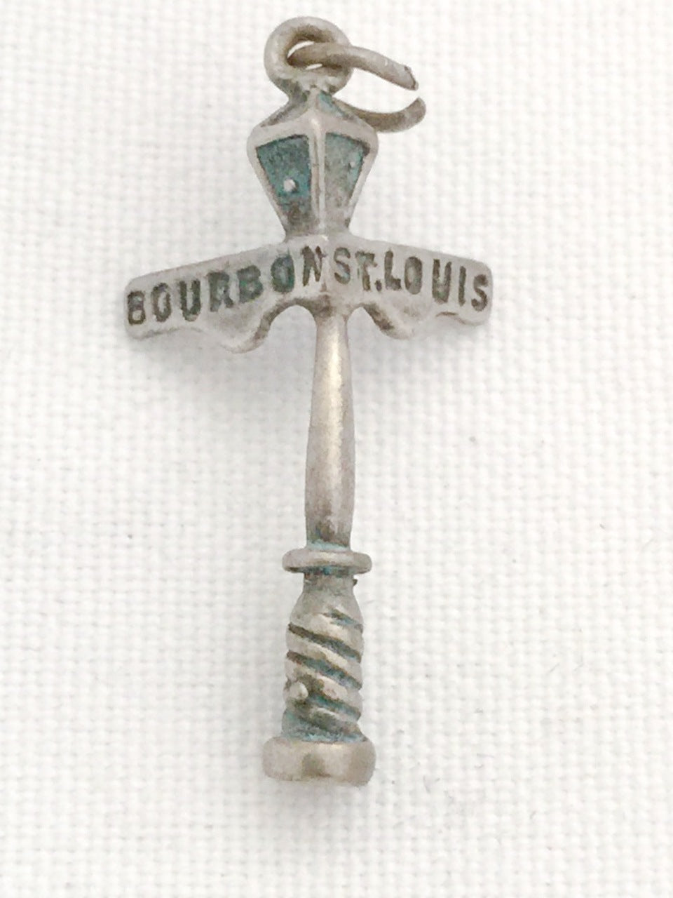 Bourbon and St Louis Street Sign Charm New Orleans Louisiana  Sterling Silver Vintage