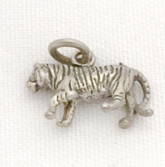 Tiger Charm Sterling Silver Vintage