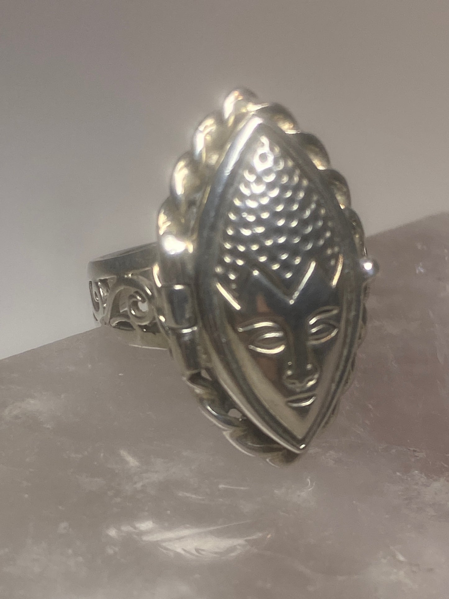 Poison ring long face band sterling silver women girls