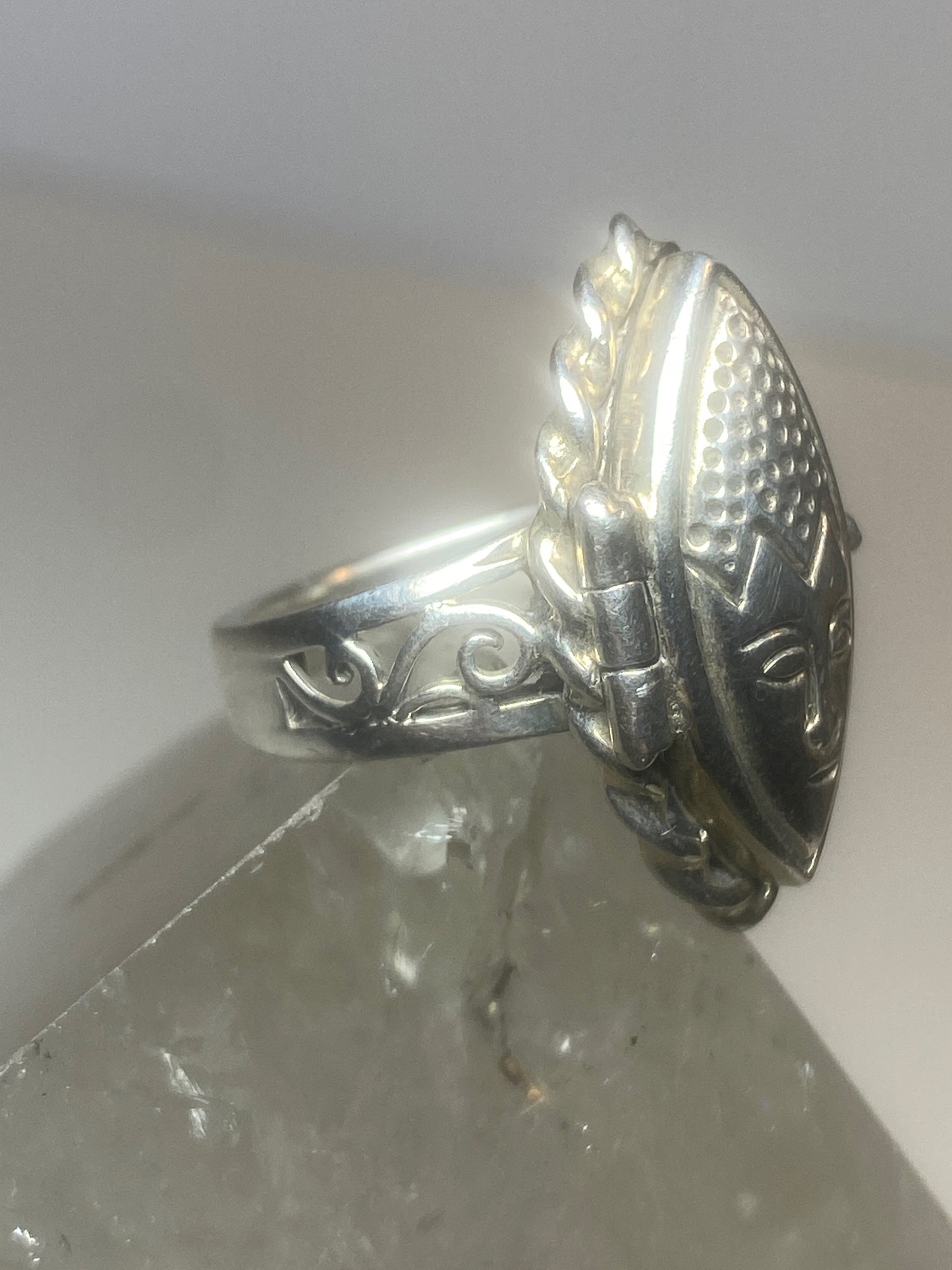 Poison ring long face band sterling silver women girls