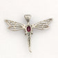 Dragonfly Pendant w Garnet Art Deco Sterling Silver Vintage