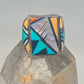 Zuni ring turquoise coral mop inlay sterling silver women men