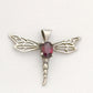 Dragonfly Pendant w Garnet Art Deco Sterling Silver Vintage