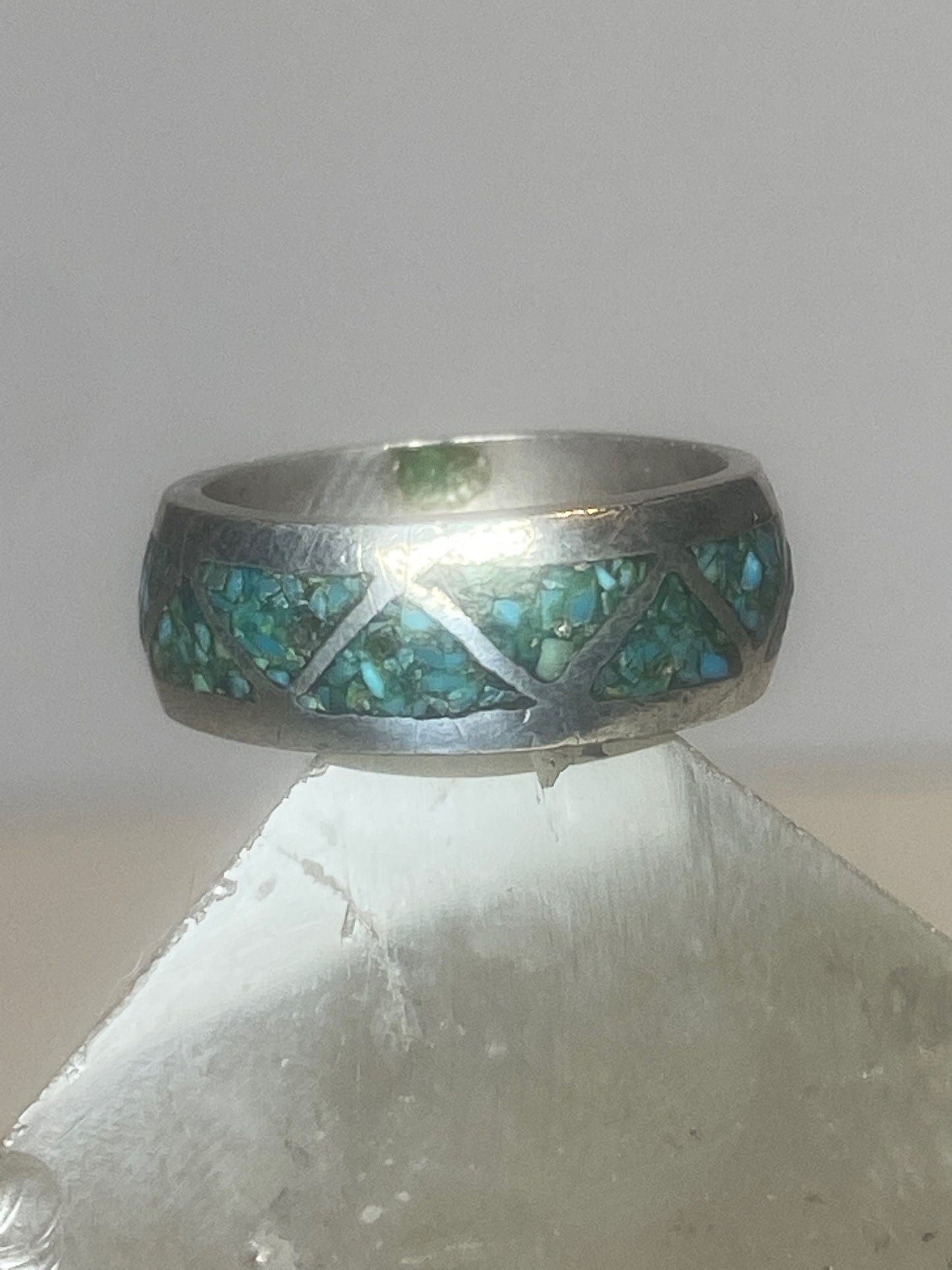 Zuni ring turquoise wedding pinky band sterling silver women
