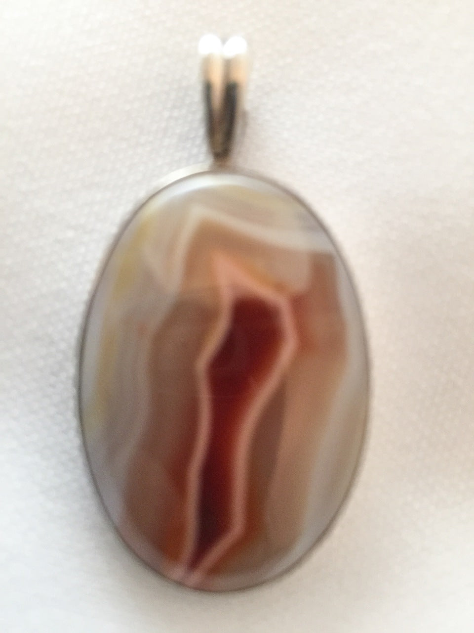Agate Pendant set in Sterling Silver w Maroon Natural Colors