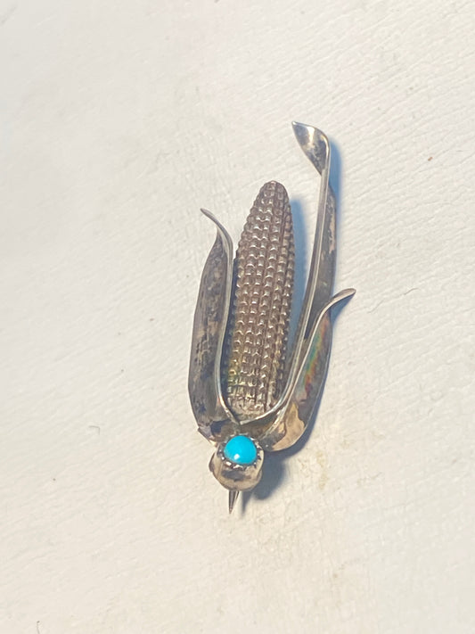 Corn on cob pin southwest Navajo turquoise sterling silver women girls
