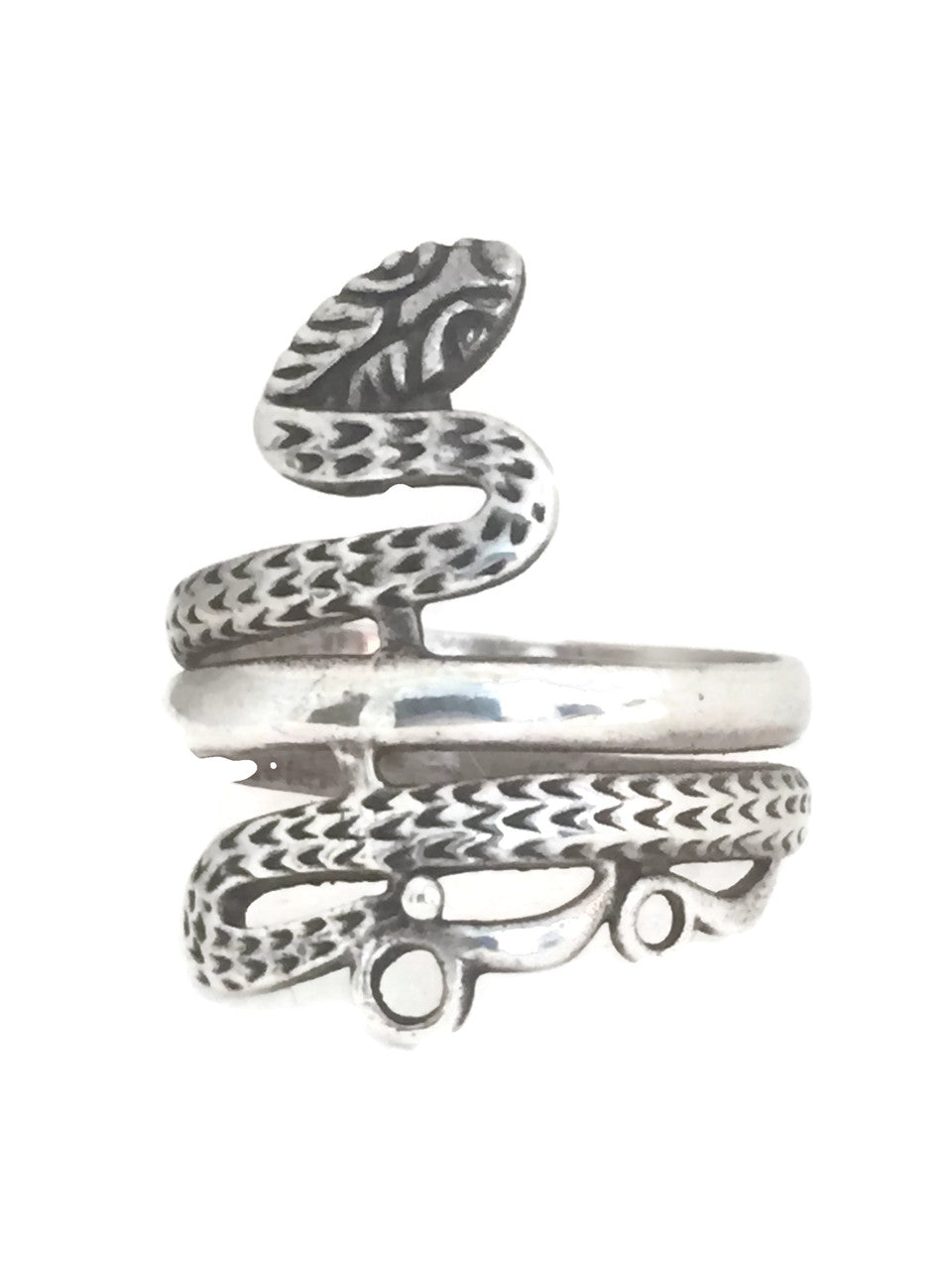 Snake Ring Sterling Silver Band Serpent Size 7.25