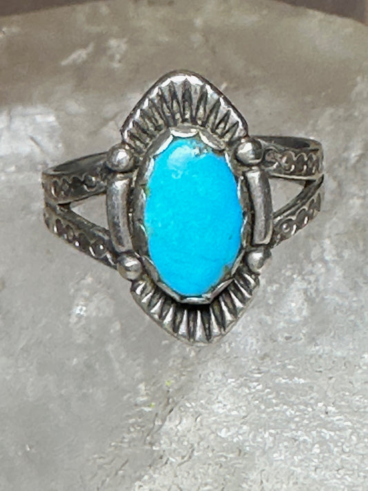 Turquoise ring size 7.50 Navajo  stamped arrows southwest  sterling silver women