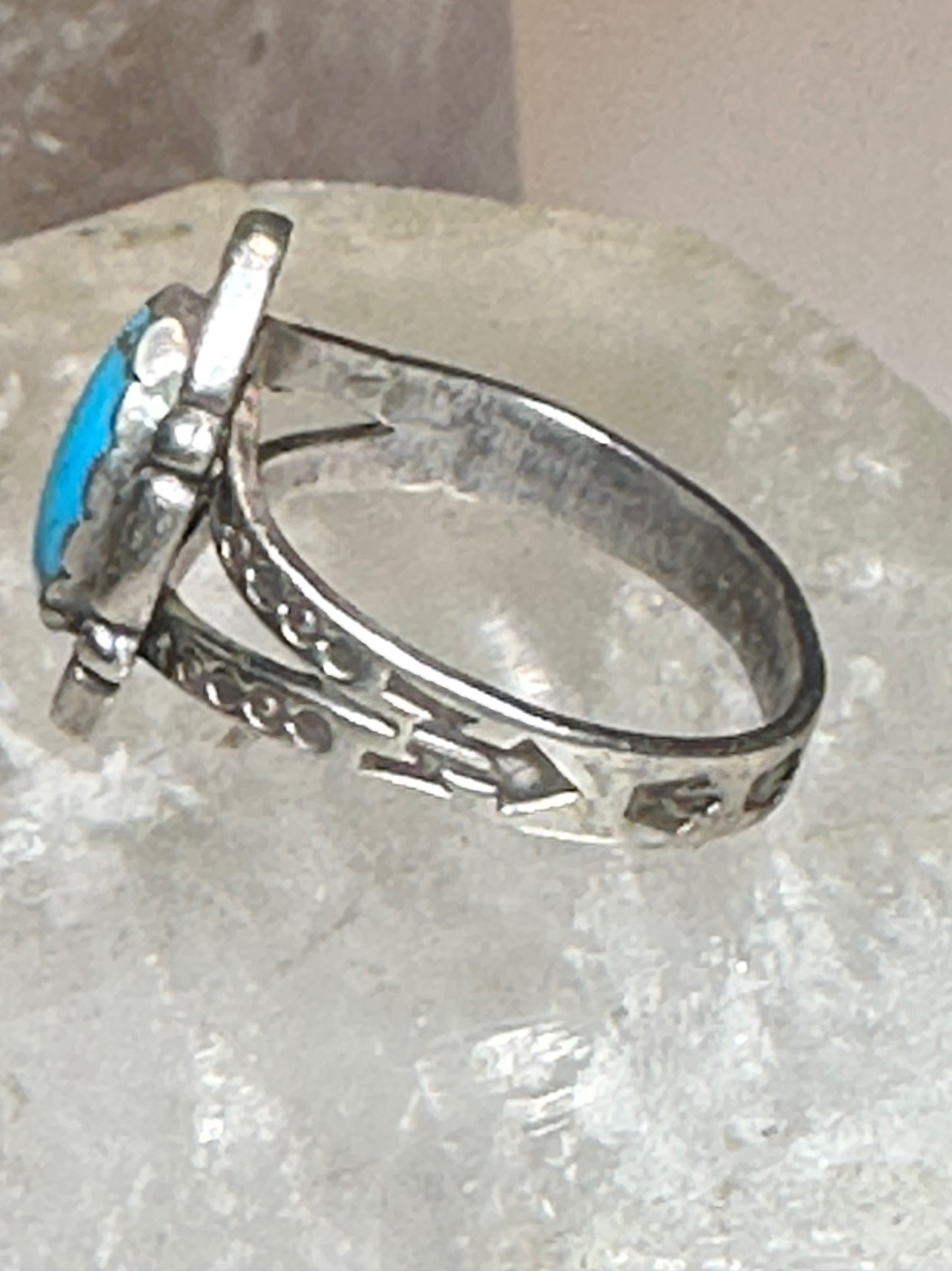 Turquoise ring size 7.50 Navajo  stamped arrows southwest  sterling silver women