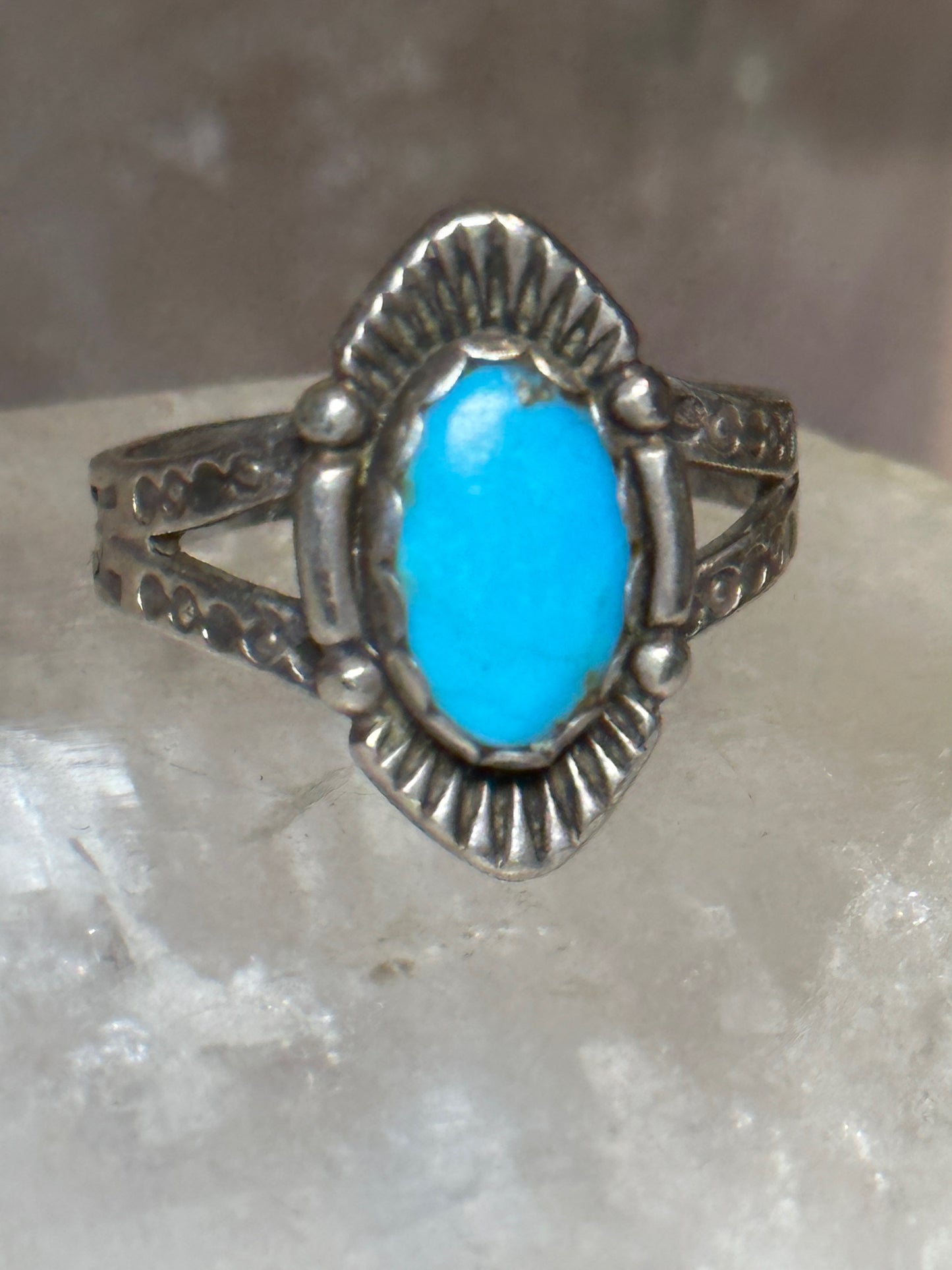 Turquoise ring size 7.50 Navajo  stamped arrows southwest  sterling silver women