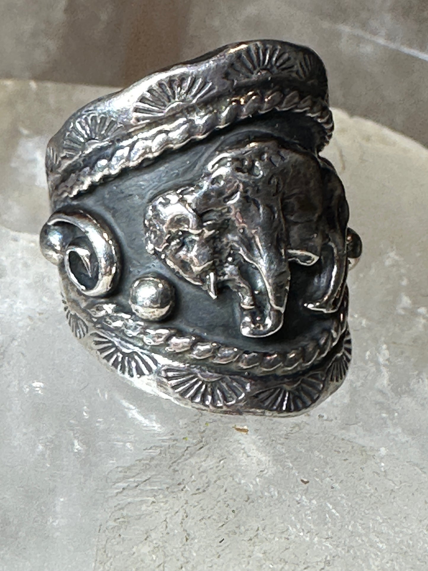 Buffalo ring size 8.75 Navajo cigar band southwest sterling silver women