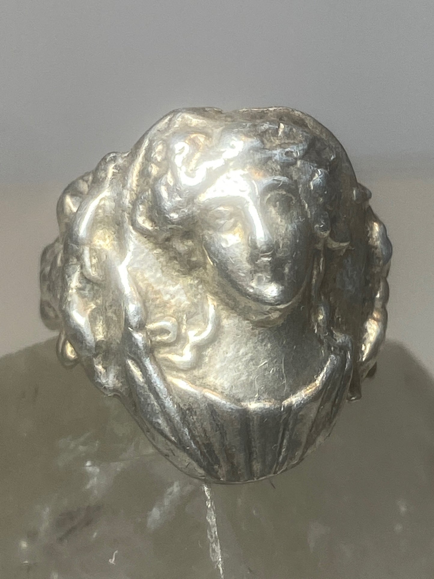 Victorian lady ring face band sterling silver women girls