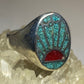 Sunrise ring sunset band turquoise coral chips seagull southwest sterling silver women men AS IS