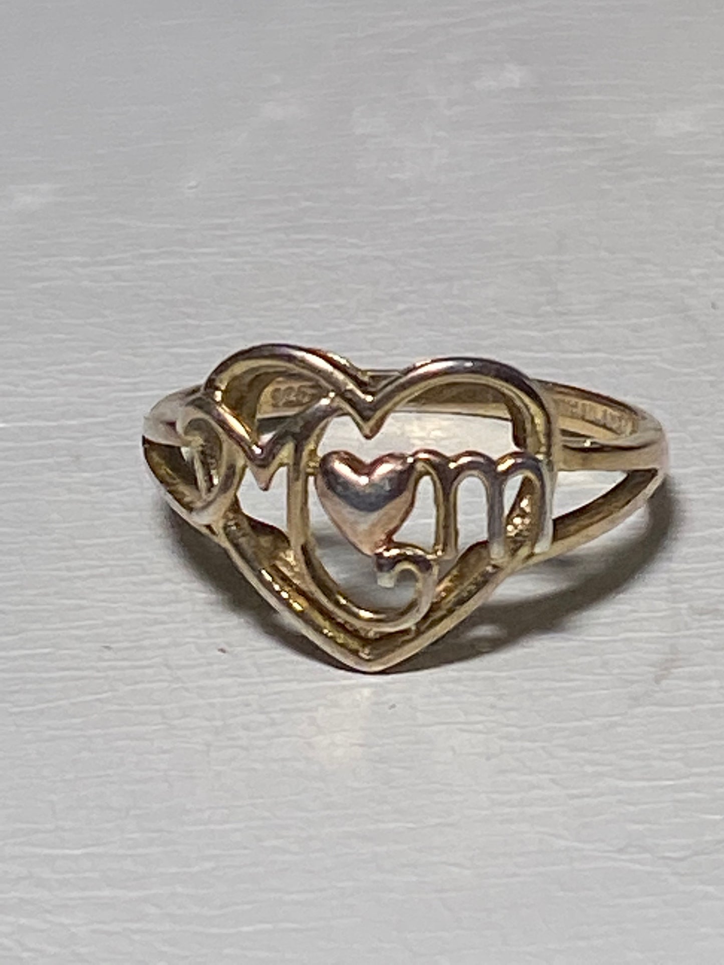 Heart Ring Love Mom Band  sterling silver women