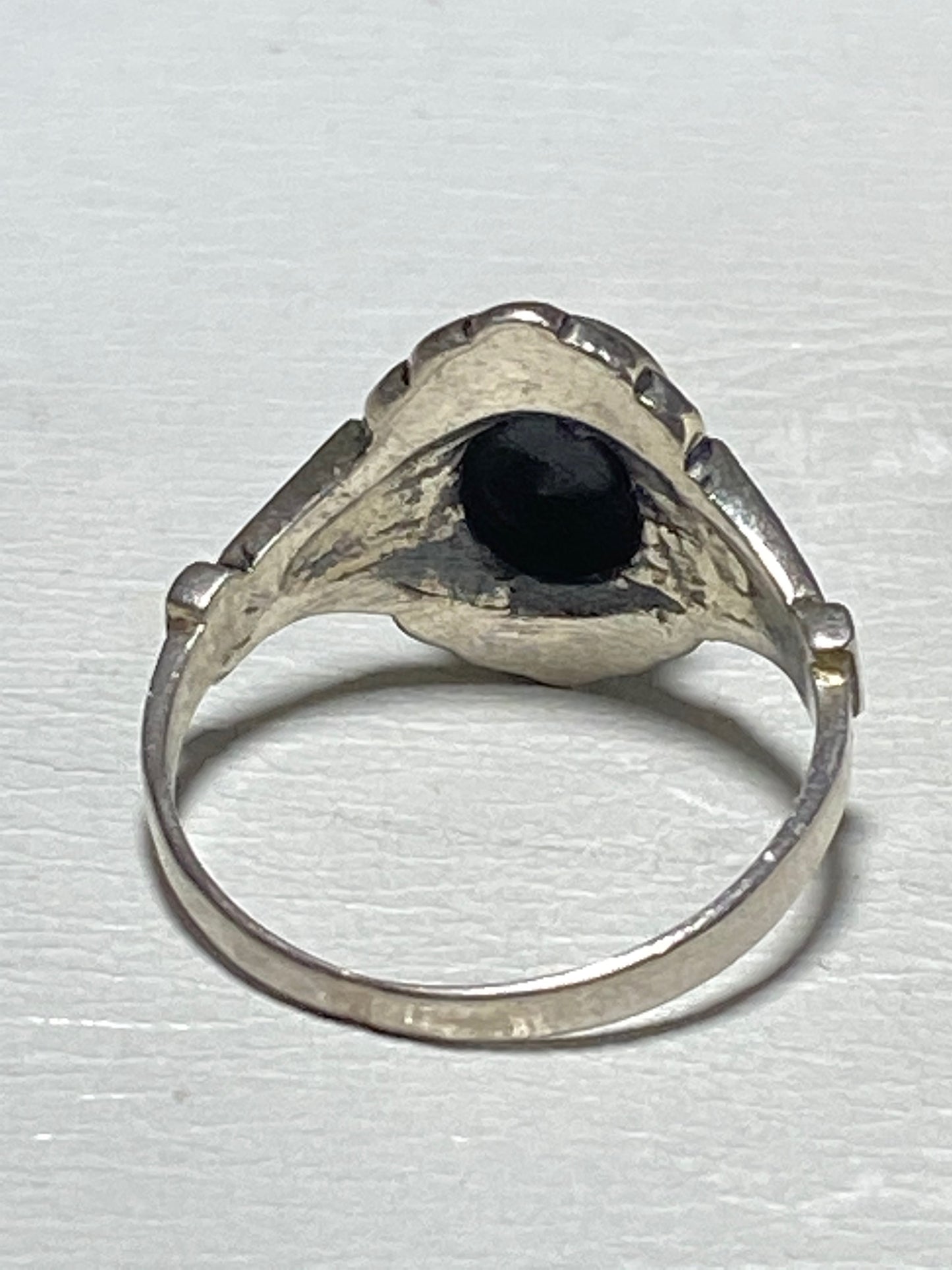 Onyx Ring marcasite mourning sterling silver women