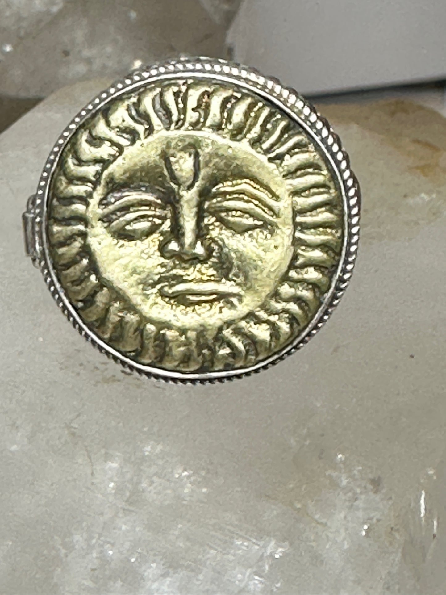 Poison ring size 7.50 Sun face celestial sterling silver women