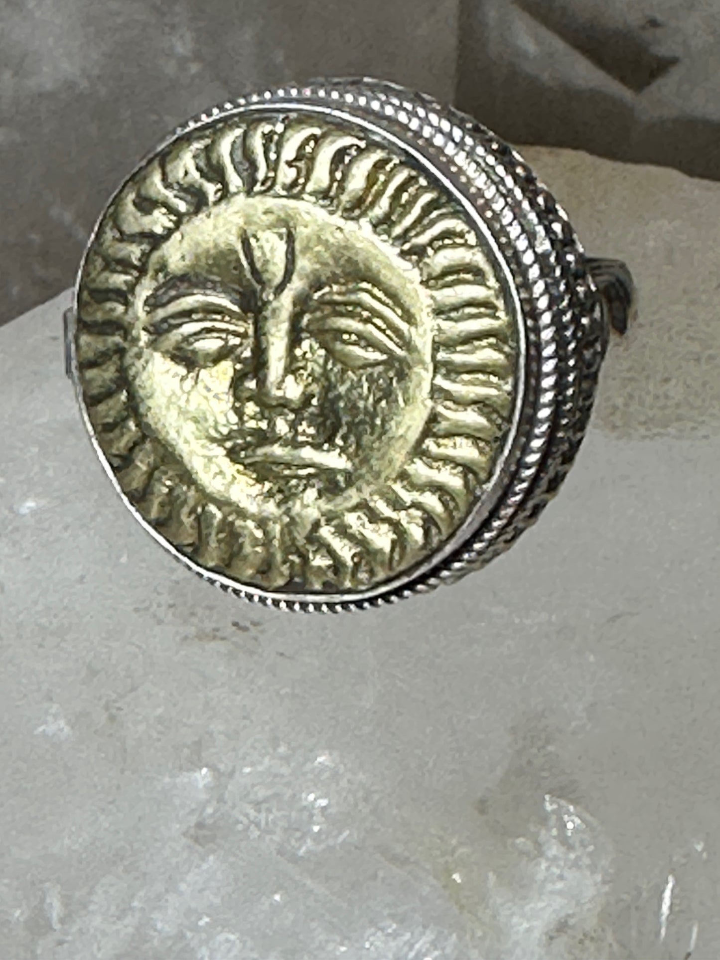 Poison ring size 7.50 Sun face celestial sterling silver women