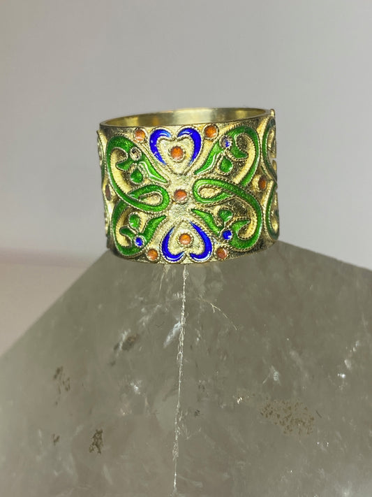 Floral ring geometric sterling silver boho women girls