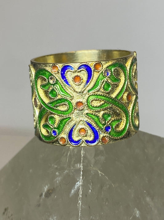 Floral ring geometric sterling silver boho women girls