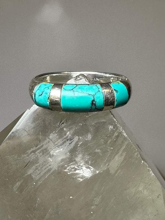 Turquoise ring southwestern band size 8.50 sterling silver women