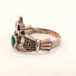 Vintage Claddagh Sterling Silver Ring with Emerald Green Stone & Marcasites Size 6.5