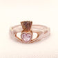 Vintage Claddagh Sterling Silver Ring with Clear Crystal Size 6 1/2