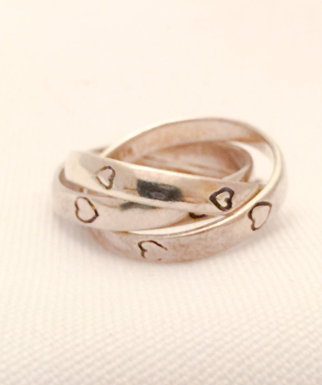 Vintage Sterling Silver Rolling Ring with Heart Design Size 6.25