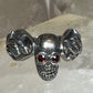 Skull ring size 8.25  leaves biker Ugo Cacciatori floral band sterling silver women