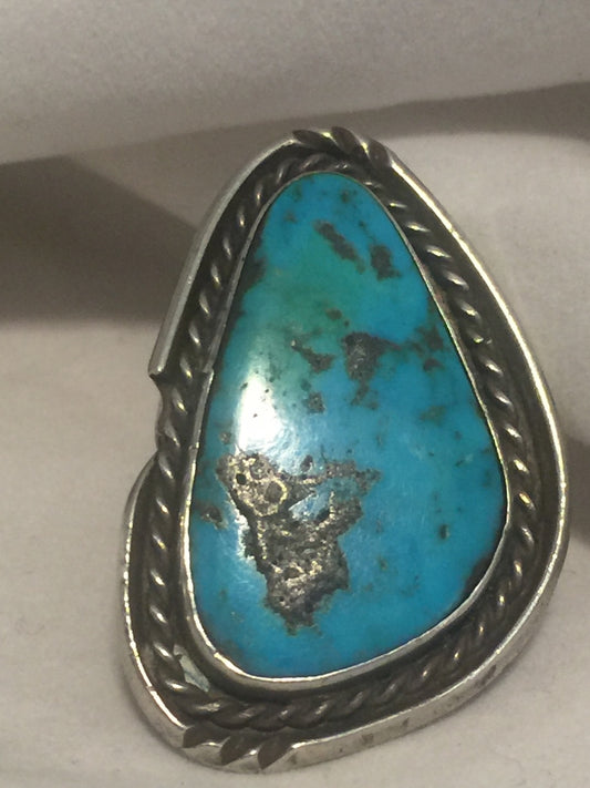 Navajo Turquoise Ring Vintage Sterling Silver Tribal  Size 7