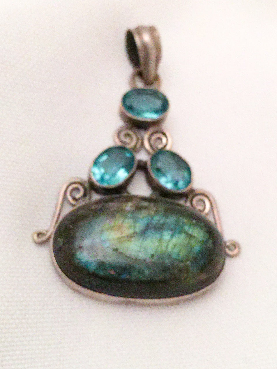 Labradorite and Topaz Pendant set in Sterling Silver