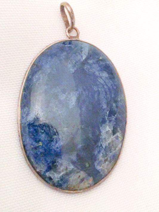 Large Oval Blue Lapis Pendant set in Sterling Silver