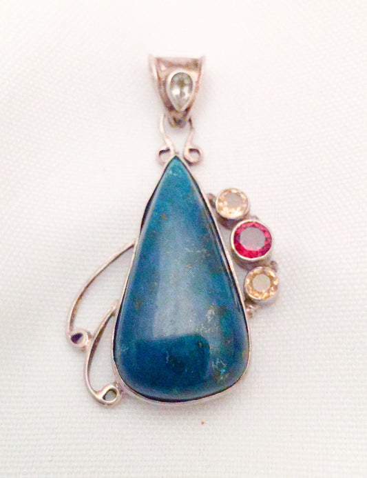 Very Deep Blue & Turquoise Colors  Mystery Stone set in Sterling Silver