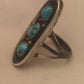 Vintage Sterling Silver Turquoise Southwest Tribal Ring Petite Pointe  Size 6.25 Weight 8.1g