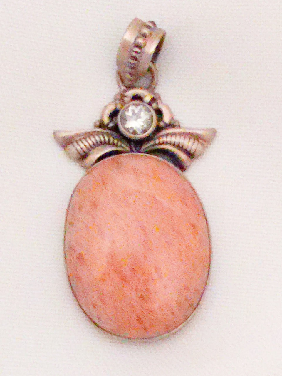 Agate Pendant set in Sterling Silver Muted Peach Tones