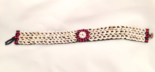 Vintage Tribal Choker Shells Bead and Leather