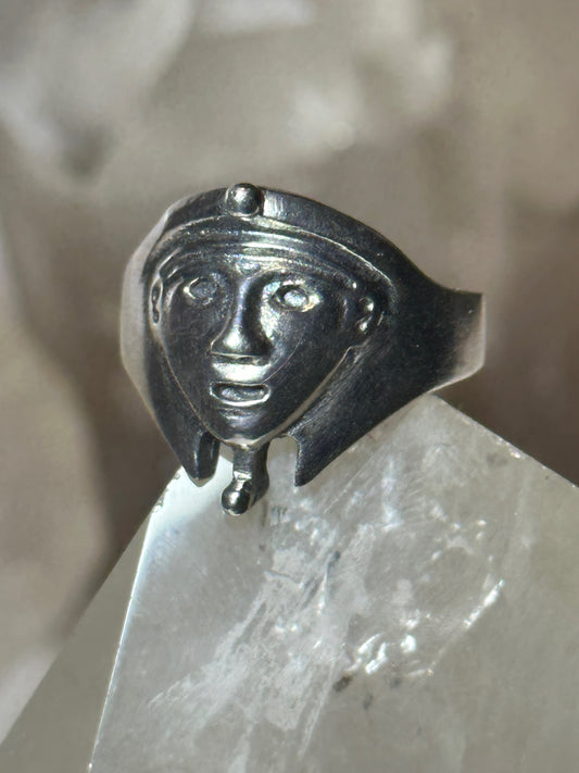 Face ring size 8 Egyptian style Pharaoh  sterling silver women