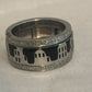 Vintage Sterling Silver Spinner Ring with City Scape  Size 6.50  10.2g
