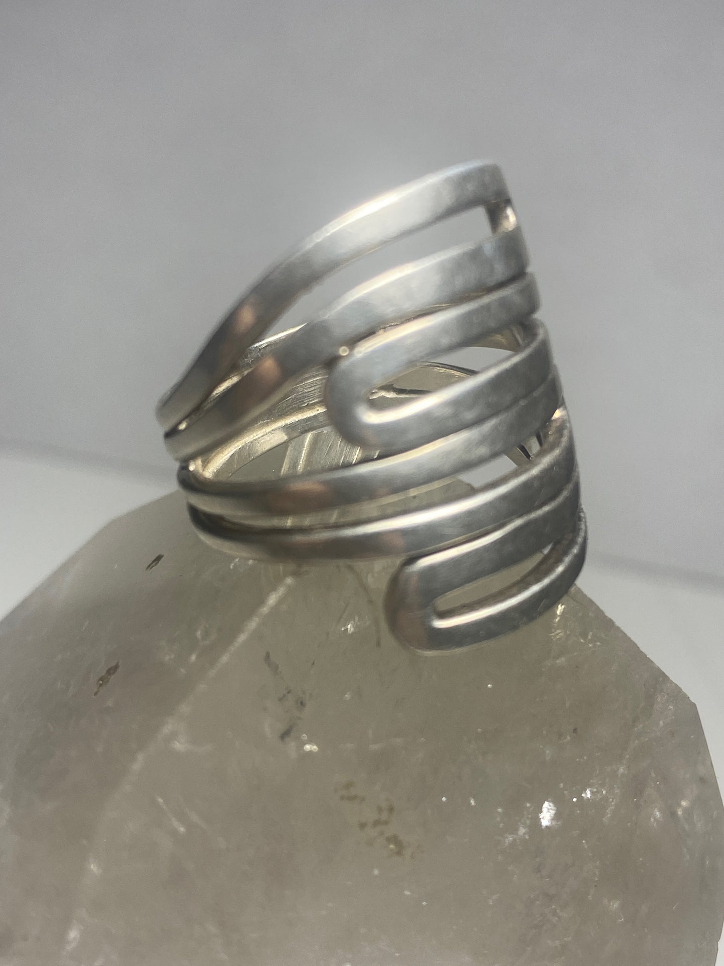 Knuckle ring cigar band  sterling silver women