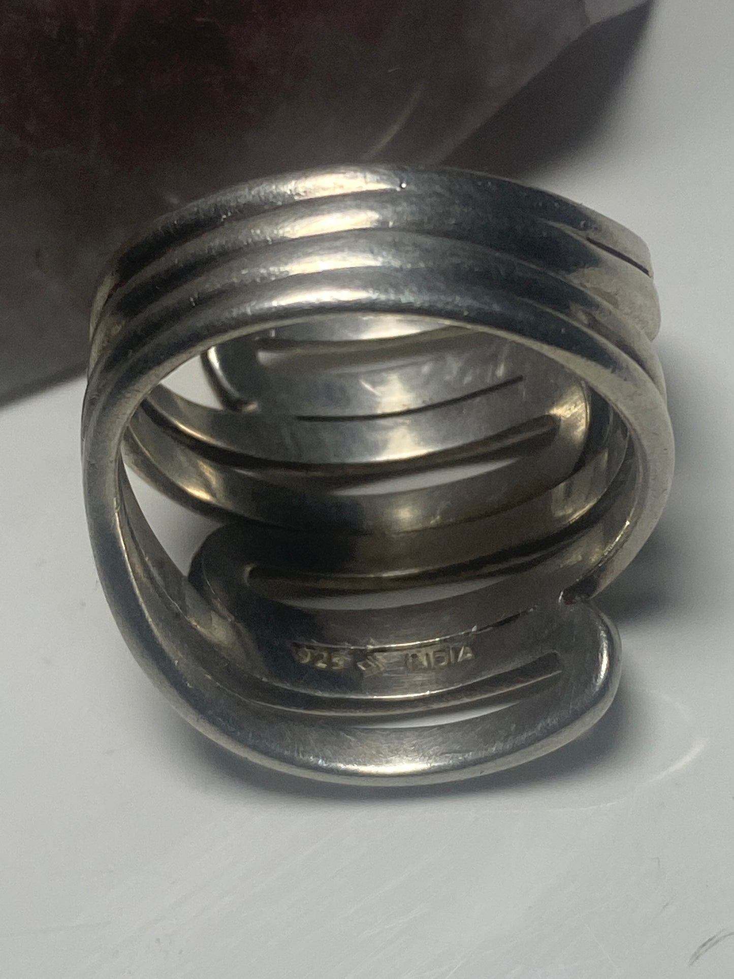 Knuckle ring cigar band  sterling silver women