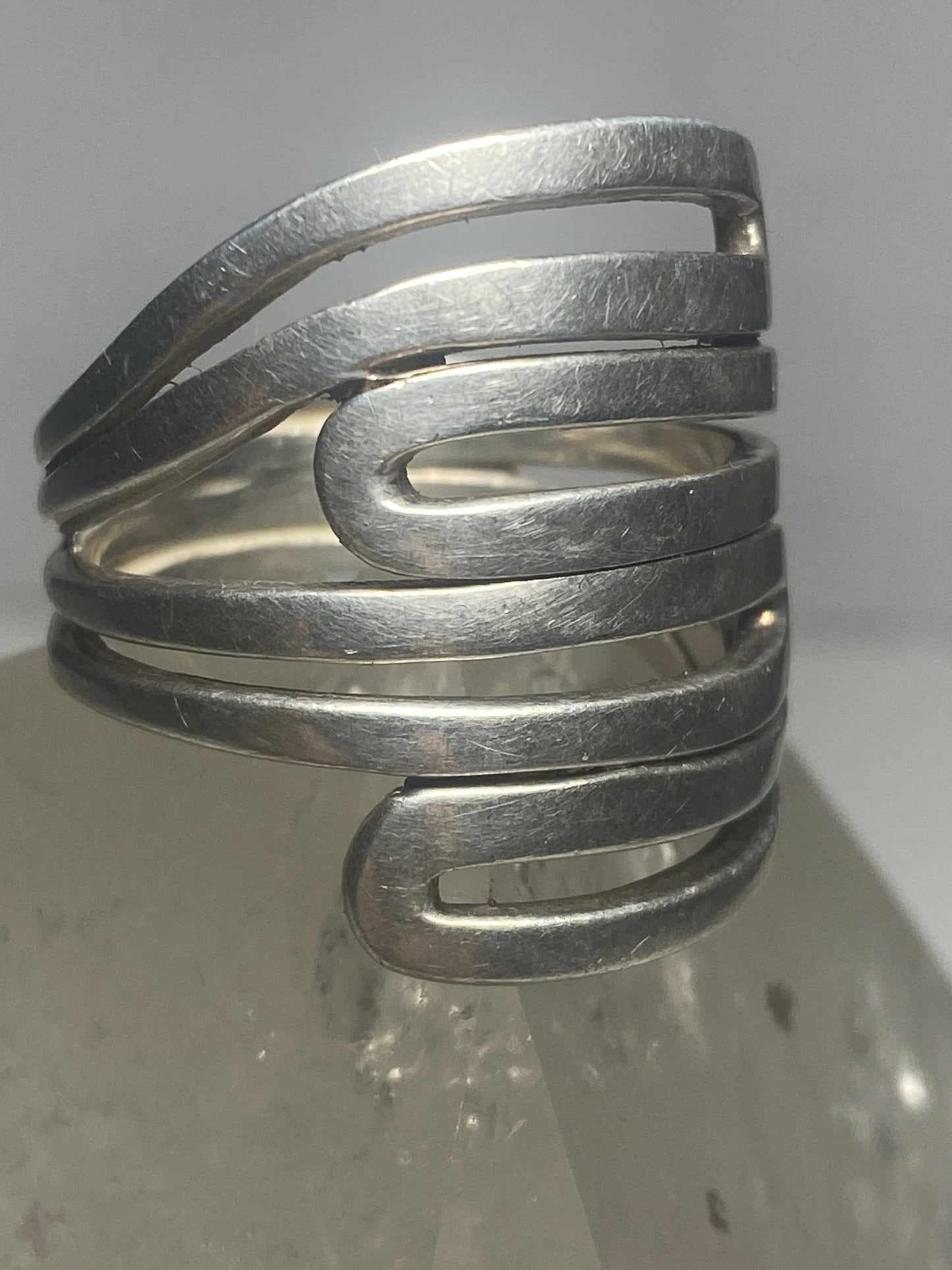 Knuckle ring cigar band  sterling silver women