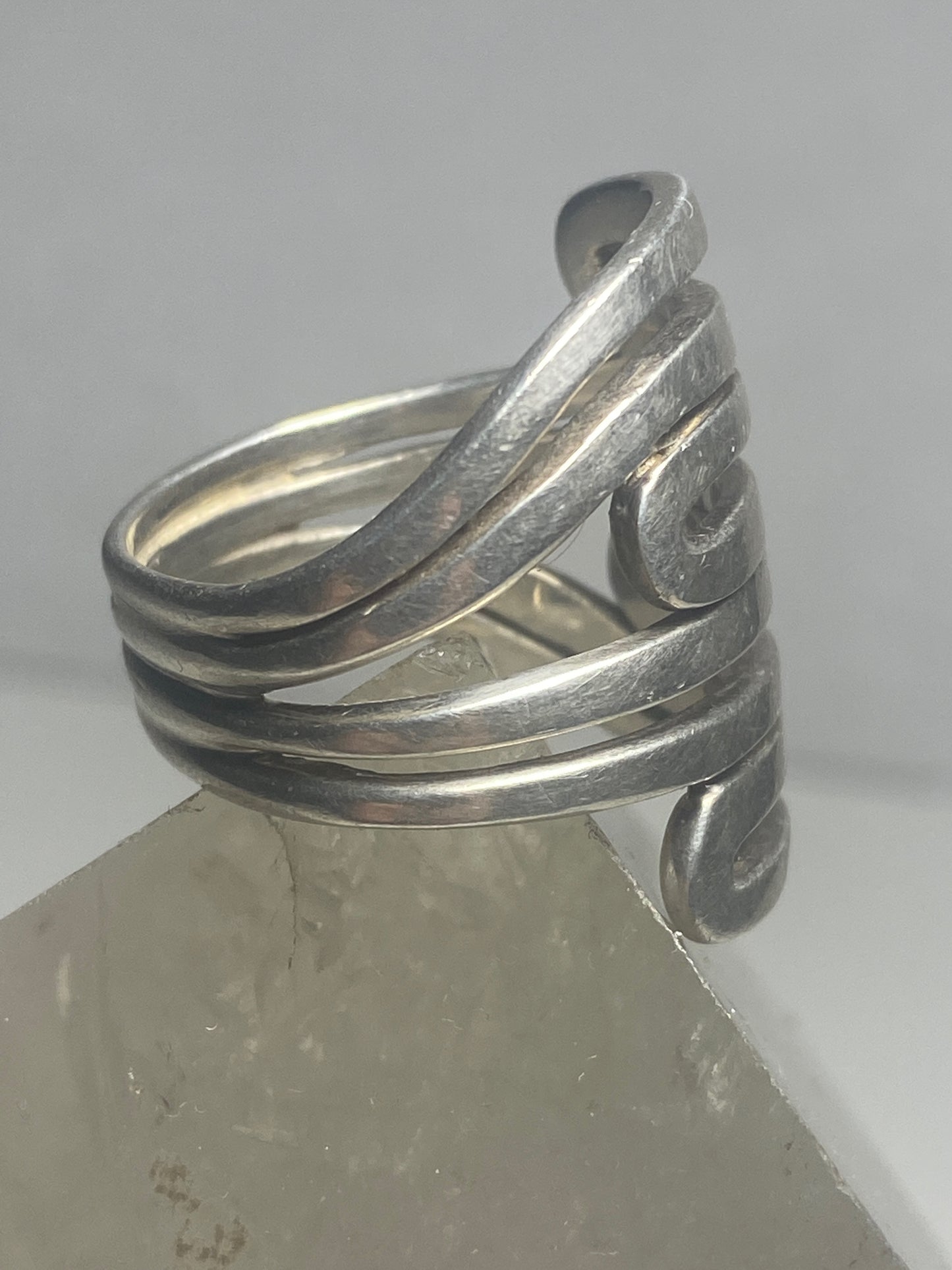 Knuckle ring cigar band  sterling silver women