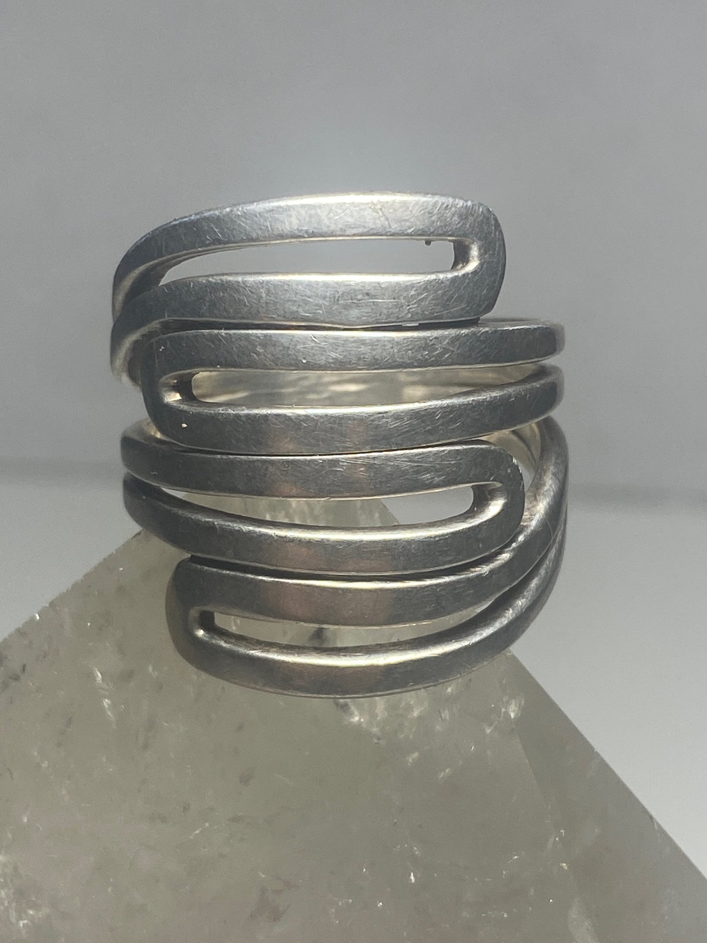 Knuckle ring cigar band  sterling silver women