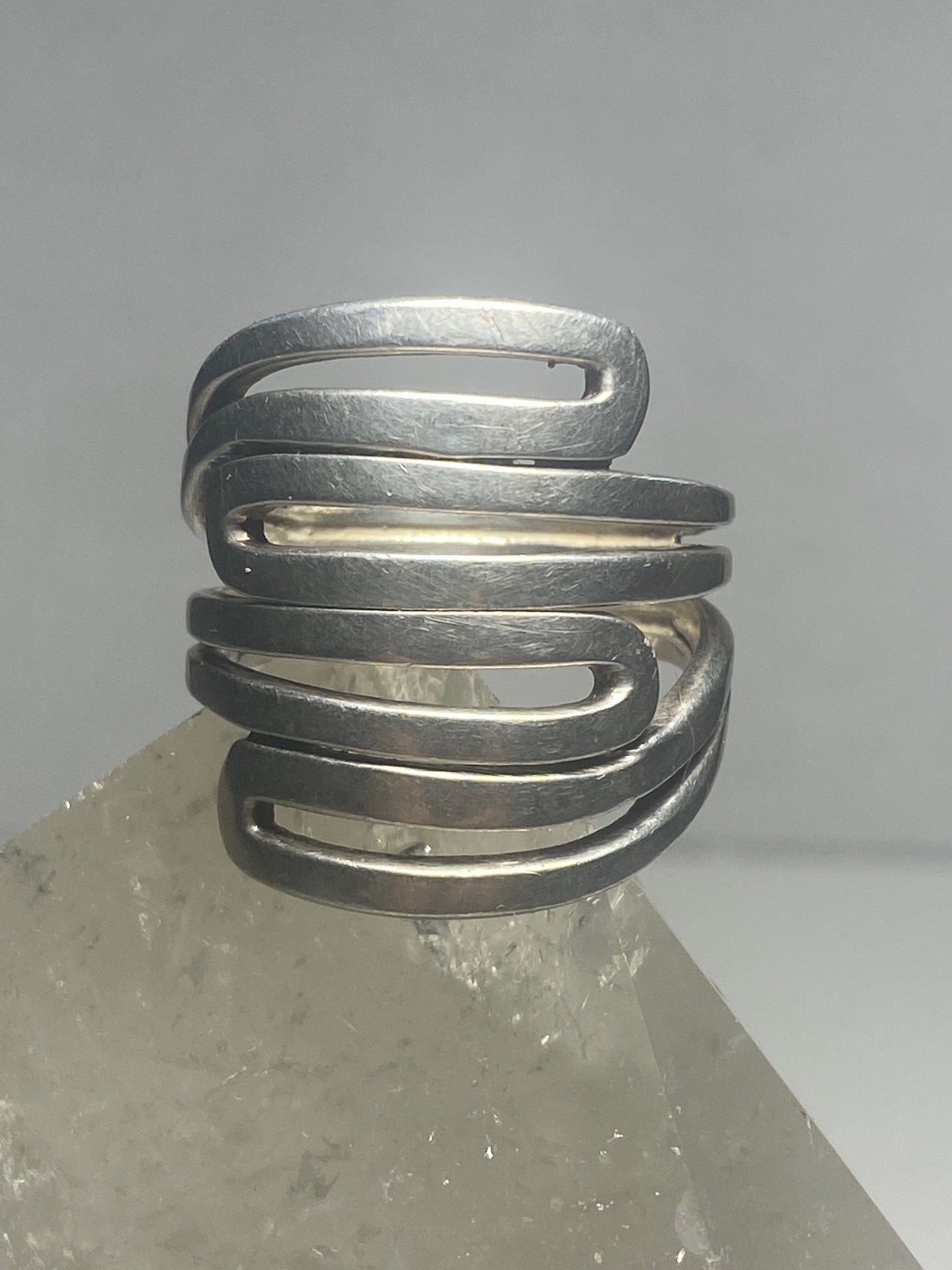 Knuckle ring cigar band  sterling silver women