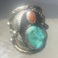 Turquoise coral Ring Navajo sterling silver women men